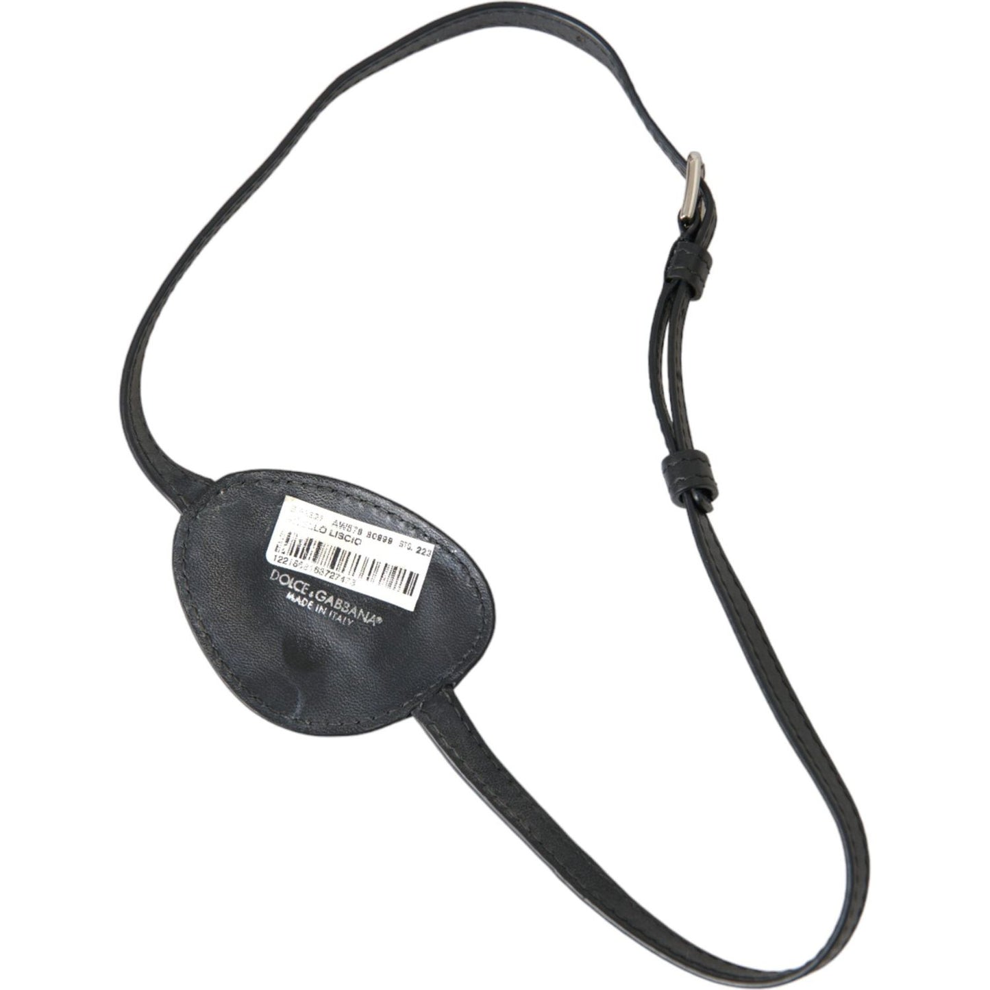 Dolce & Gabbana Black Calfskin Leather Metal DG Logo Eye Patch Dolce & Gabbana Dark Slate Gray