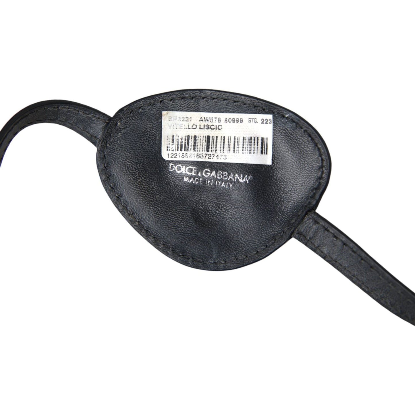 Dolce & Gabbana Black Calfskin Leather Metal DG Logo Eye Patch Dolce & Gabbana Dark Slate Gray