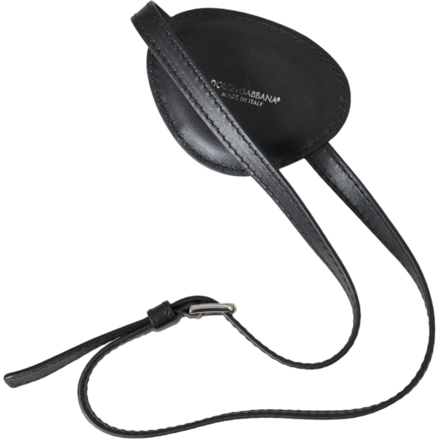 Dolce & Gabbana Black Calfskin Leather Metal DG Logo Eye Patch Dolce & Gabbana Dark Slate Gray