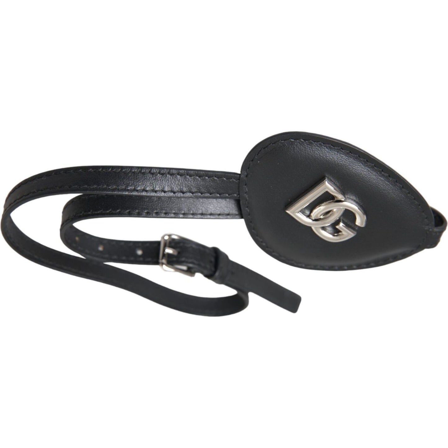 Dolce & Gabbana Black Calfskin Leather Metal DG Logo Eye Patch Dolce & Gabbana Dark Slate Gray