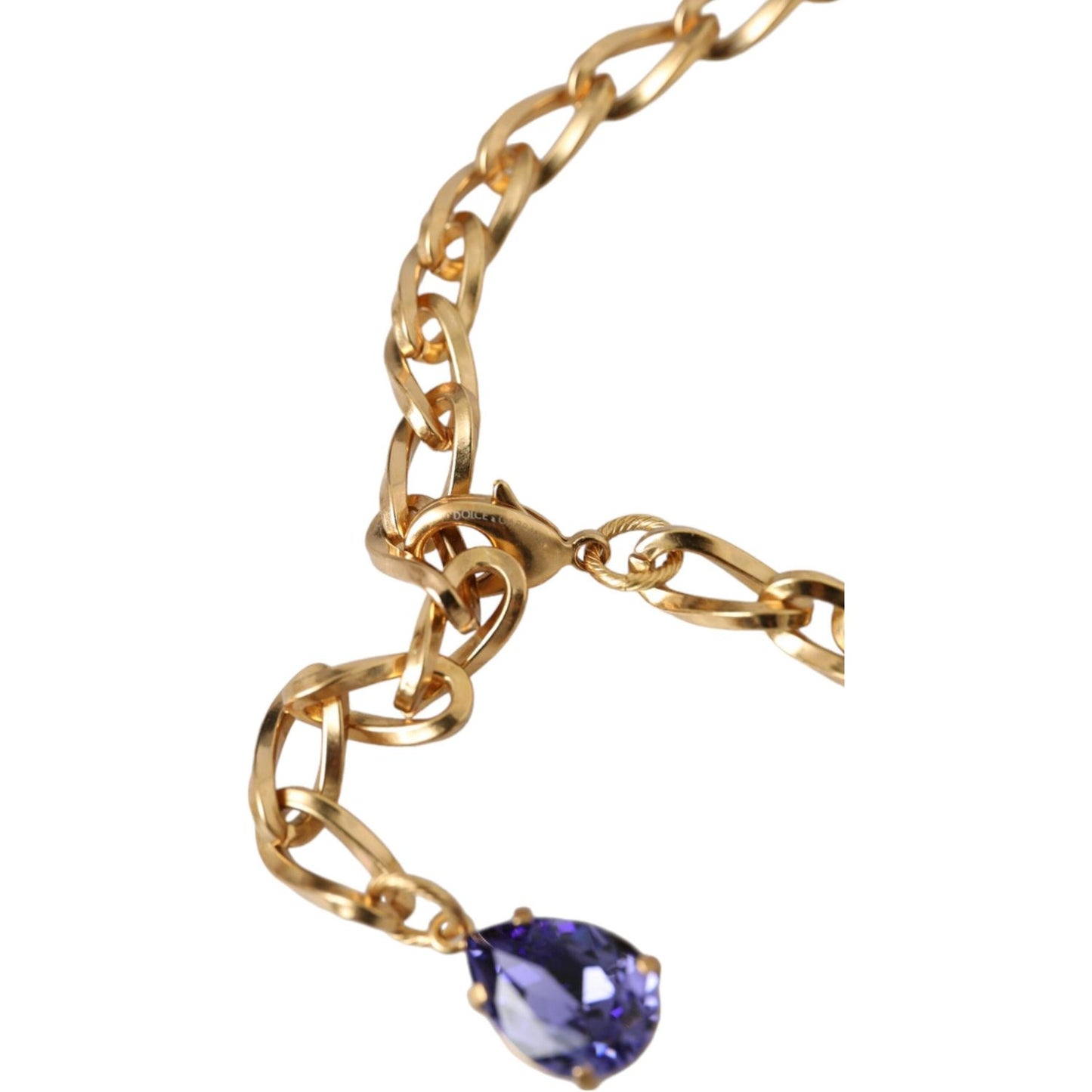 Dolce & Gabbana Gold Brass Crystal Purple Pink Pearl Pendants Necklace Necklace Dolce & Gabbana Dark Khaki