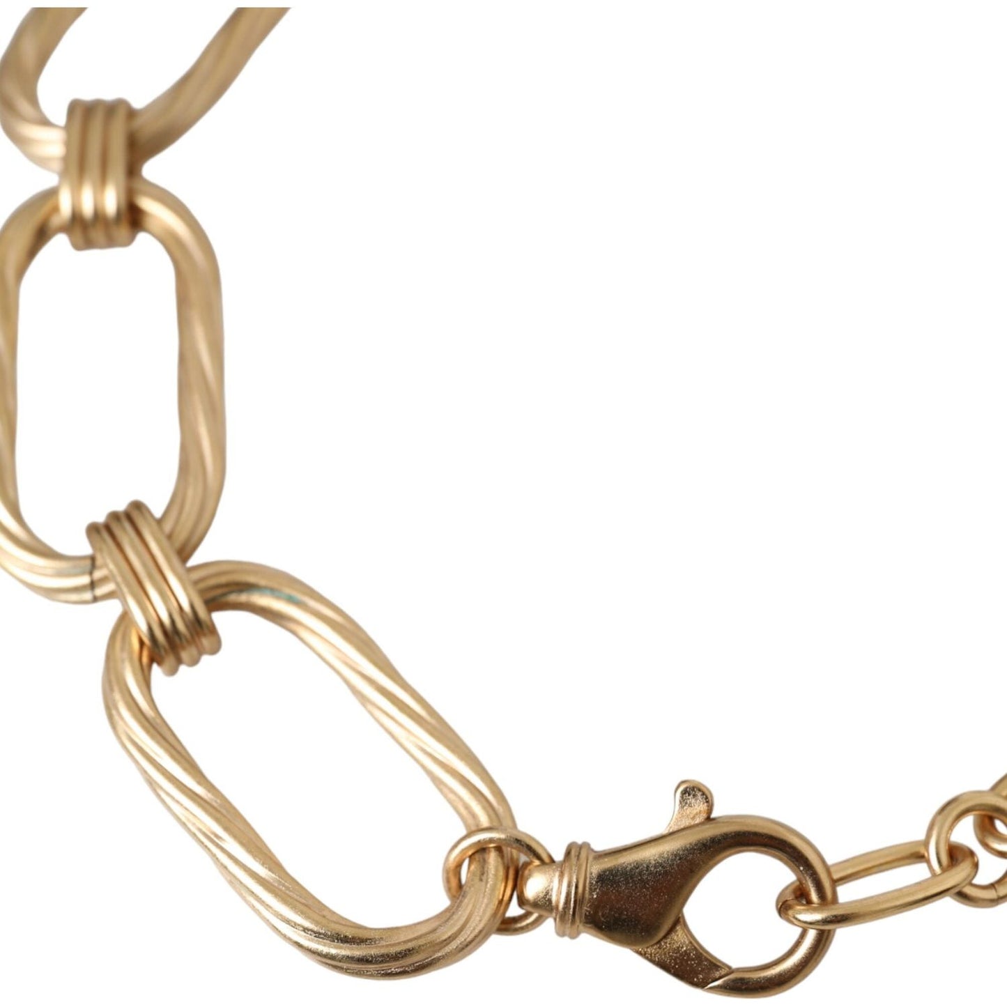 Dolce & Gabbana Gold Tone Brass Large Link Chain Jewelry Necklace Necklace Dolce & Gabbana Dark Khaki