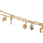 Dolce & Gabbana Gold Tone Chain Brass Charm Statement Sicily Necklace Necklace Dolce & Gabbana Dark Khaki