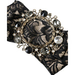 Dolce & Gabbana Black Lace Crystal Handmade Brooch Hair Pin FASHION ACCESSORIES Dolce & Gabbana Dark Slate Gray