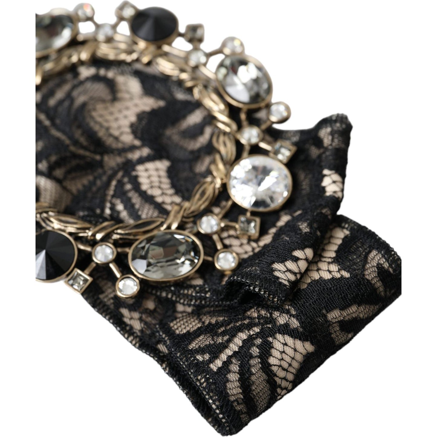 Dolce & Gabbana Black Lace Crystal Handmade Brooch Hair Pin FASHION ACCESSORIES Dolce & Gabbana Dark Slate Gray