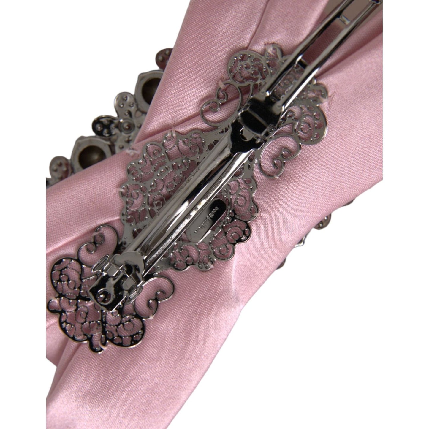 Dolce & Gabbana Pink Satin Crystal Jewelry Brooch Hair Pin FASHION ACCESSORIES Dolce & Gabbana Rosy Brown