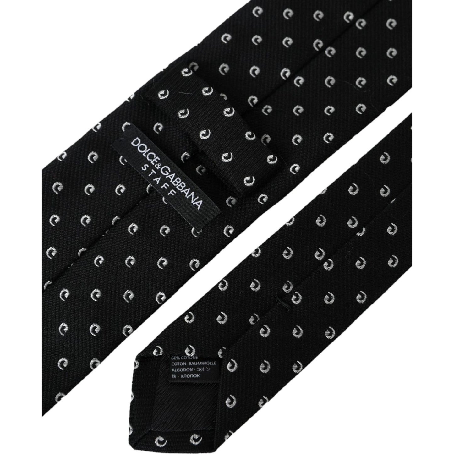 Dolce & Gabbana Black Logo Cotton Blend Adjustable Tie Dolce & Gabbana Black