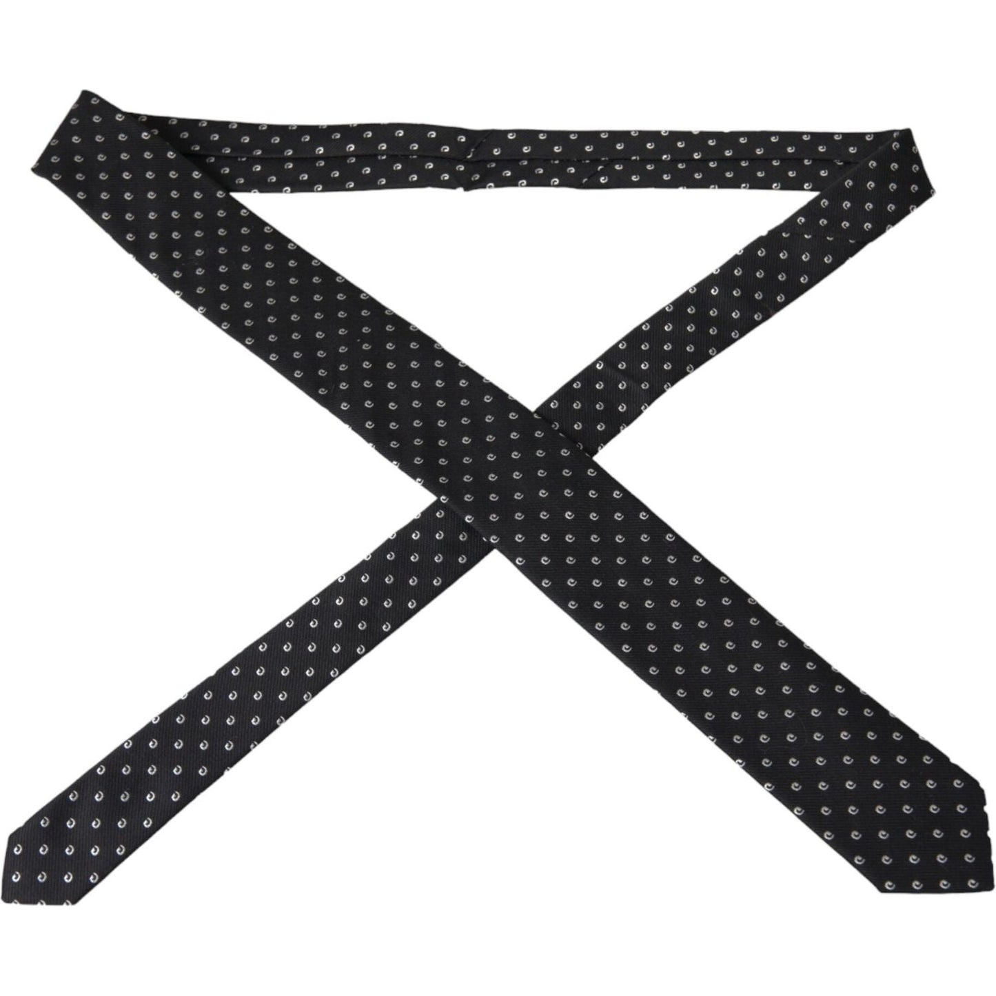 Dolce & Gabbana Black Logo Cotton Blend Adjustable Tie Dolce & Gabbana Dark Slate Gray