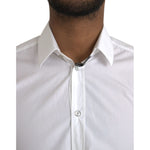 Dolce & Gabbana White Cotton Long Sleeve Dress MARTINI Shirt TSH86312-37