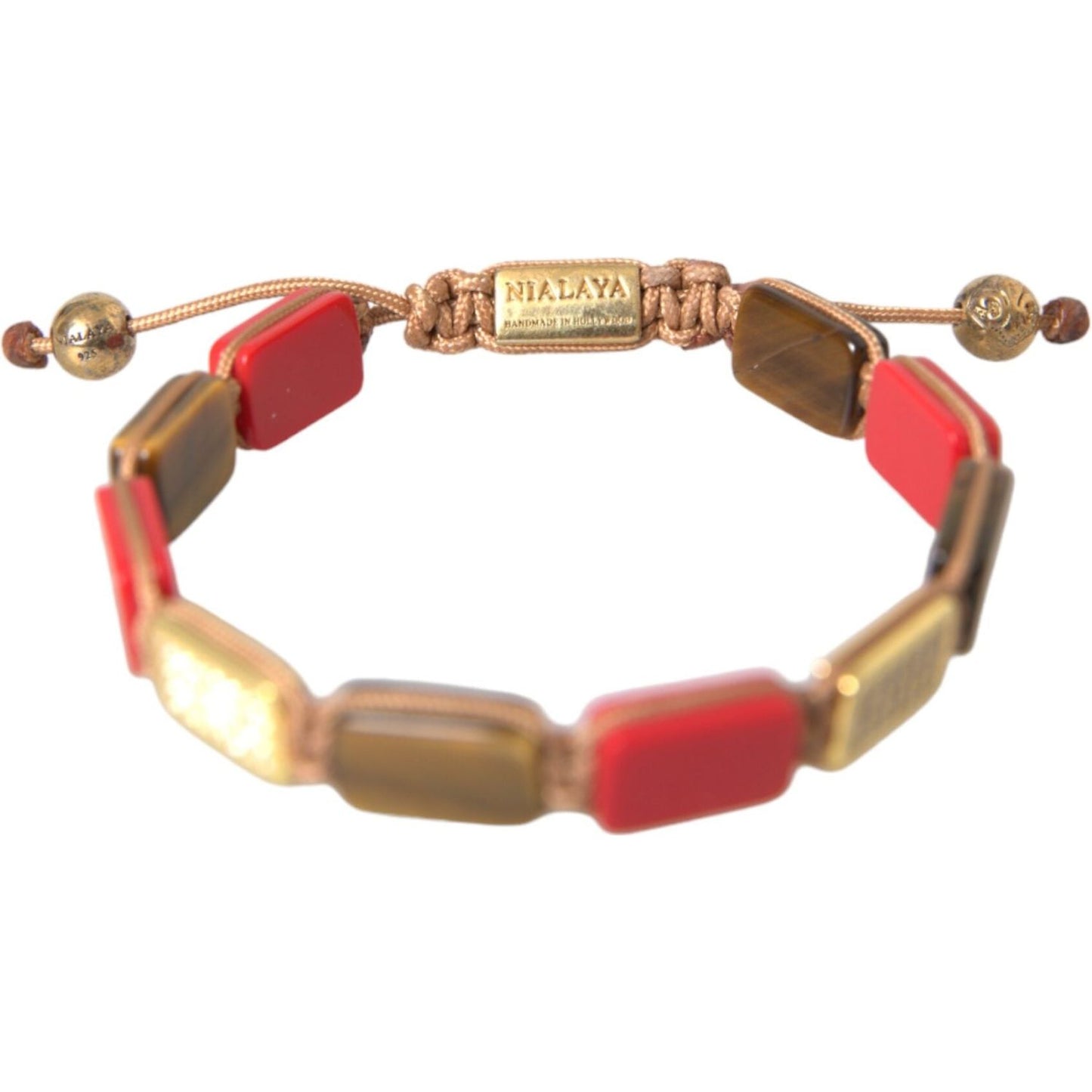 Nialaya CZ Tiger Eye Red Coral 925 Silver Men Bracelet Bracelet Nialaya Sienna