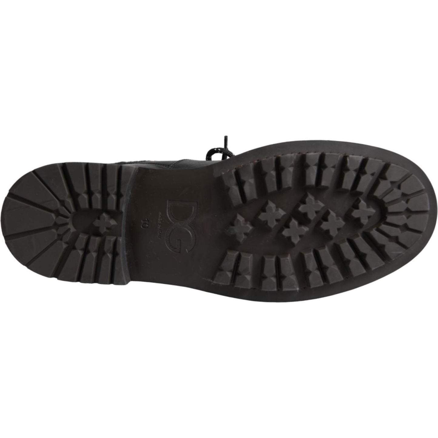 Dolce & Gabbana Black Leather Bernini Shearling Boots Shoes Dolce & Gabbana Dark Slate Gray