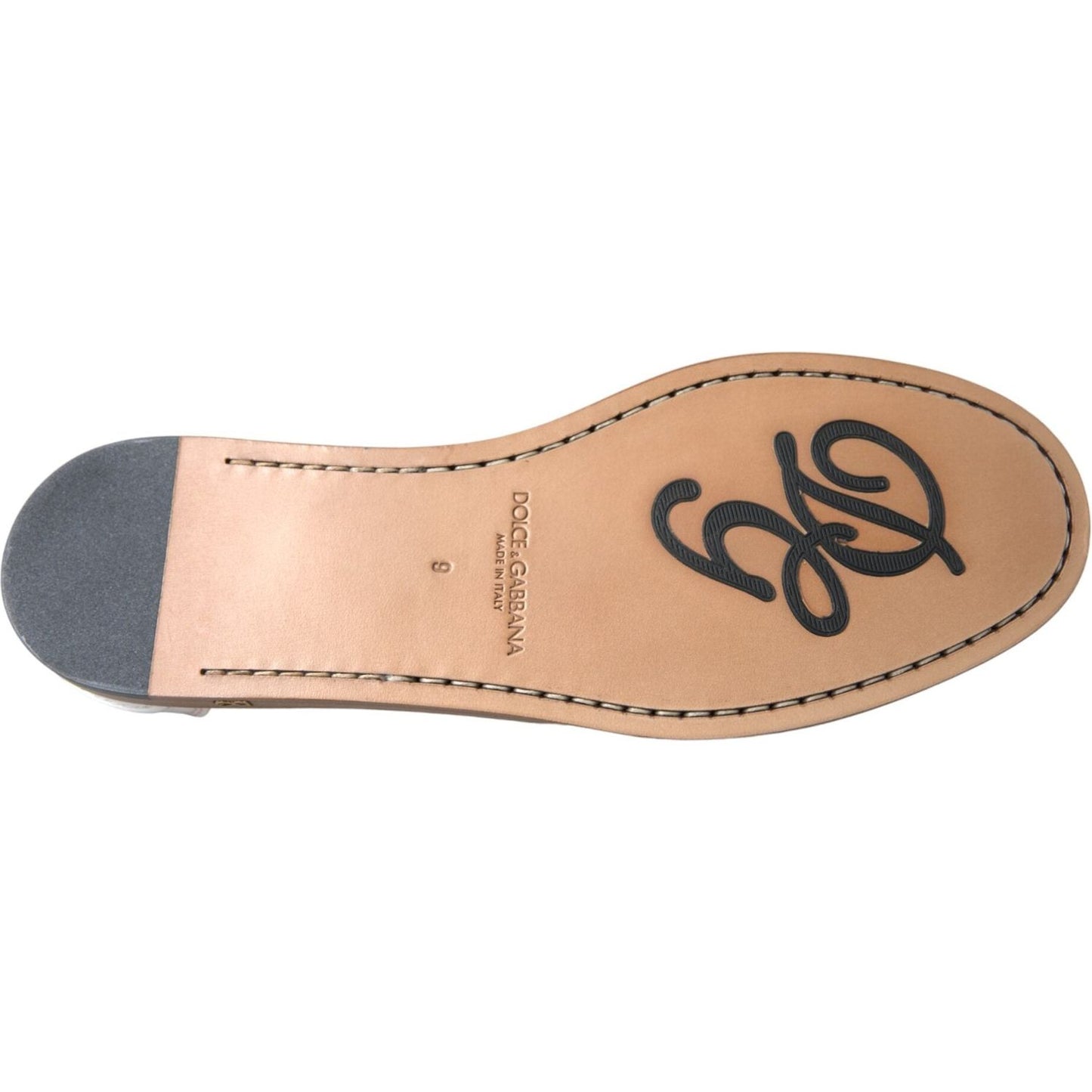 Dolce & Gabbana White Leather Slip On Mocassin Loafers Shoes Dolce & Gabbana Tan