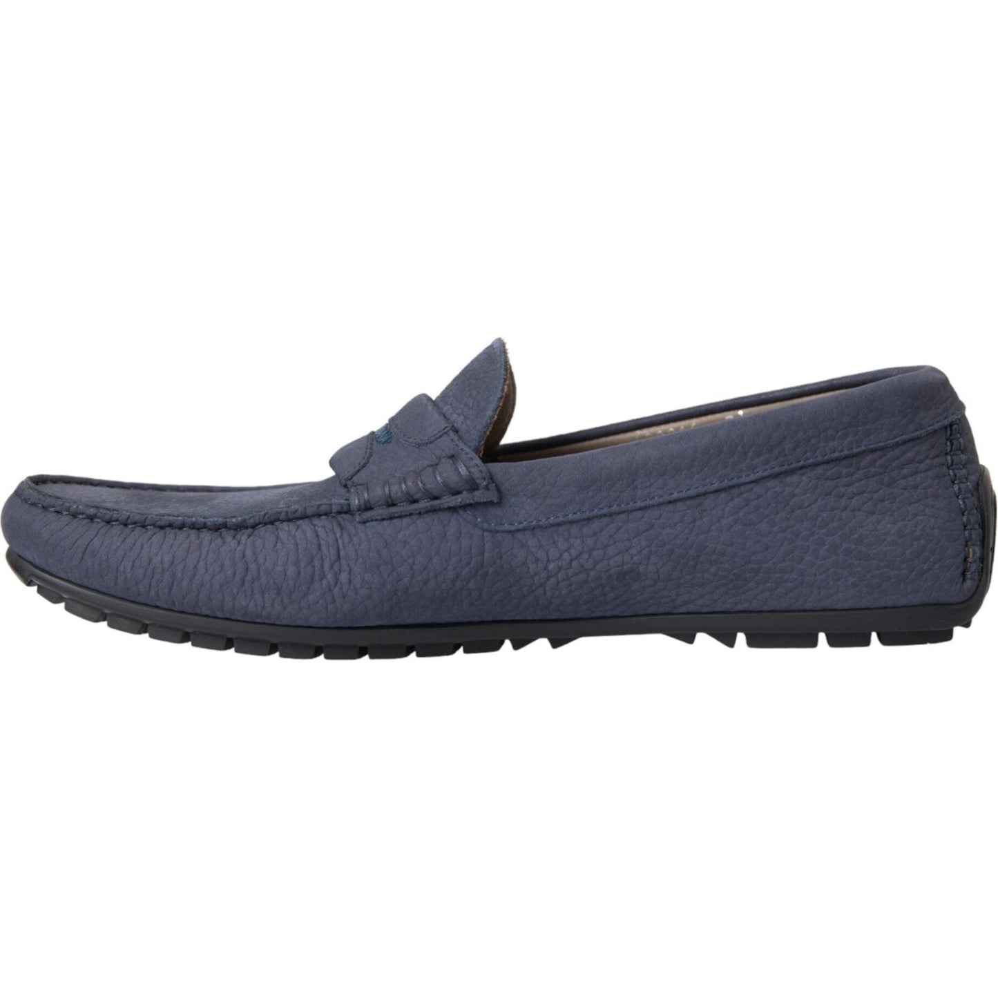 Dolce & Gabbana Blue Calf Leather Slip On Moccasin Shoes Dolce & Gabbana Dark Slate Gray