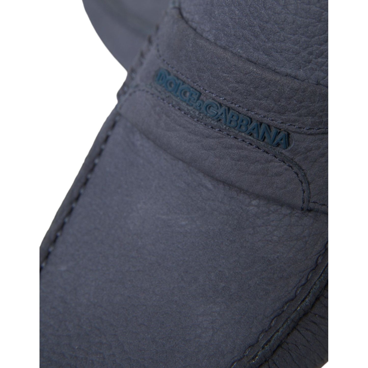 Dolce & Gabbana Blue Calf Leather Slip On Moccasin Shoes Dolce & Gabbana Dark Slate Gray