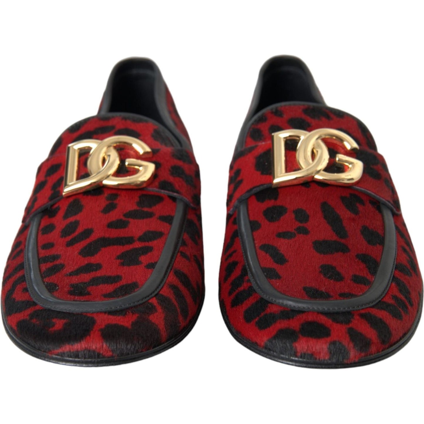 Dolce & Gabbana Red Black Leopard DG Loafers Formal Men Shoes Dolce & Gabbana Dark Slate Gray