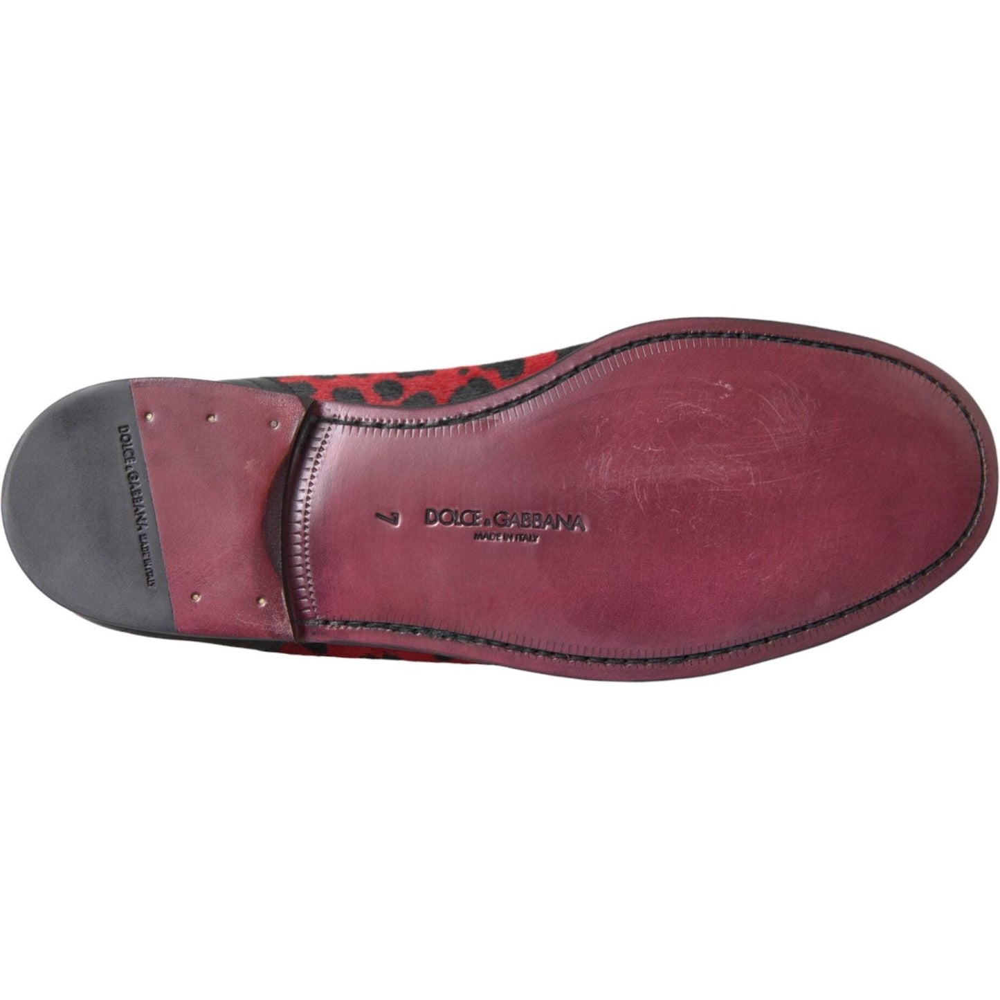 Dolce & Gabbana Red Black Leopard DG Loafers Formal Men Shoes Dolce & Gabbana Dim Gray