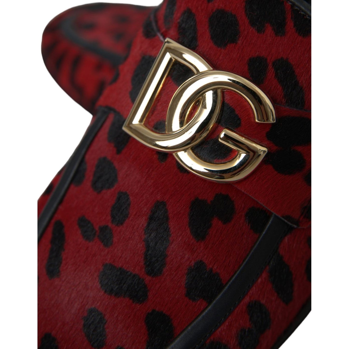 Dolce & Gabbana Red Black Leopard DG Loafers Formal Men Shoes Dolce & Gabbana Black