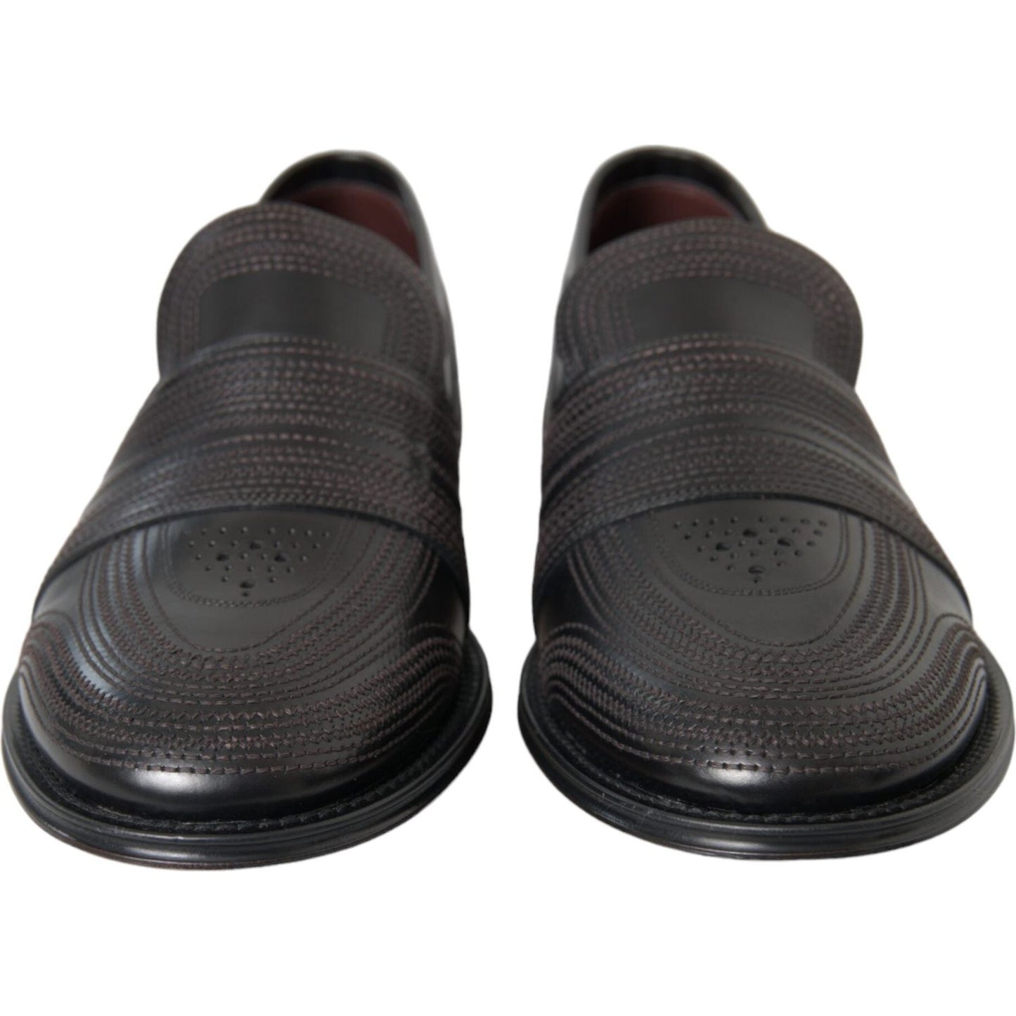 Dolce & Gabbana Black Brown Leather Loafer Men Dress Shoes Dolce & Gabbana Dark Slate Gray