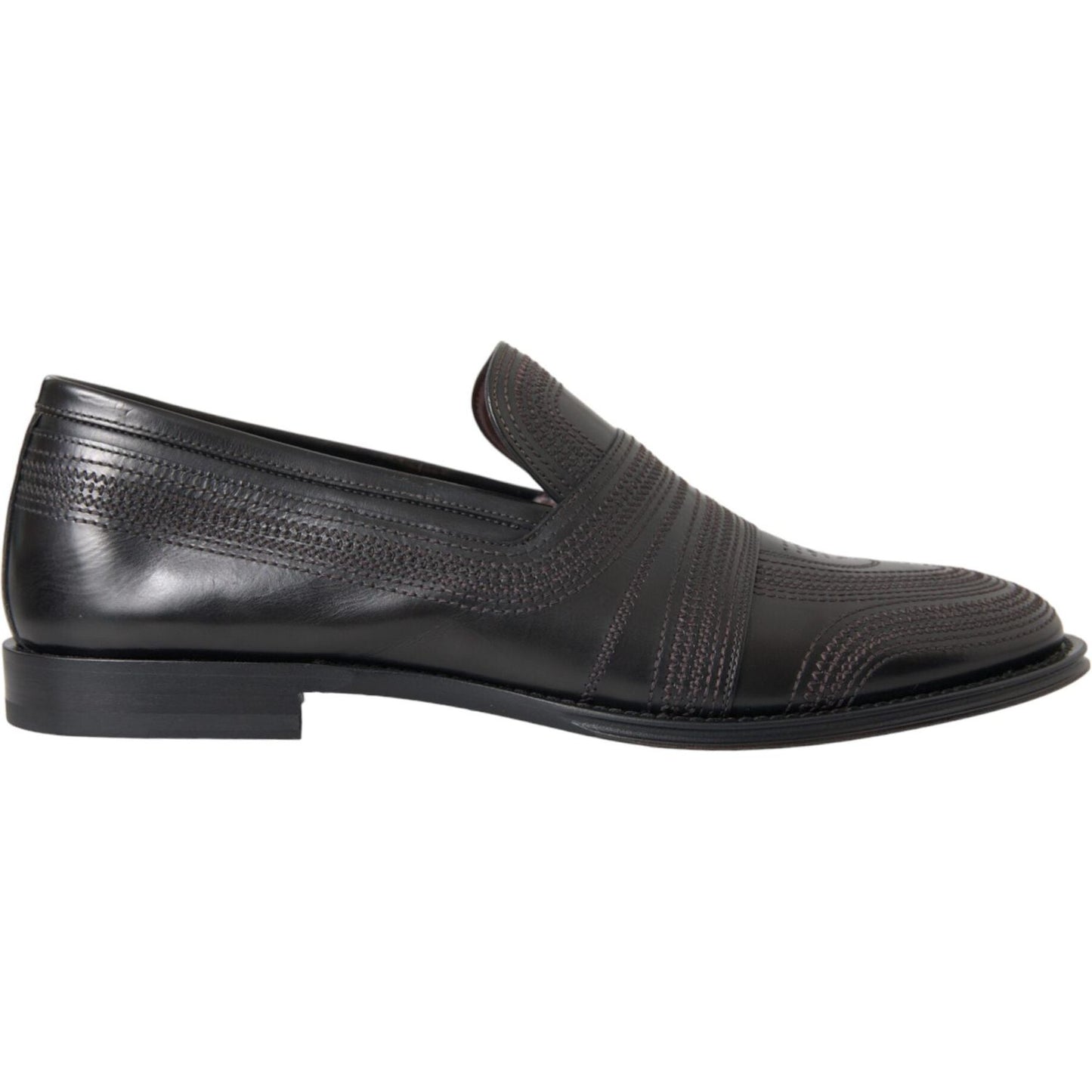 Dolce & Gabbana Black Brown Leather Loafer Men Dress Shoes Dolce & Gabbana Dark Slate Gray