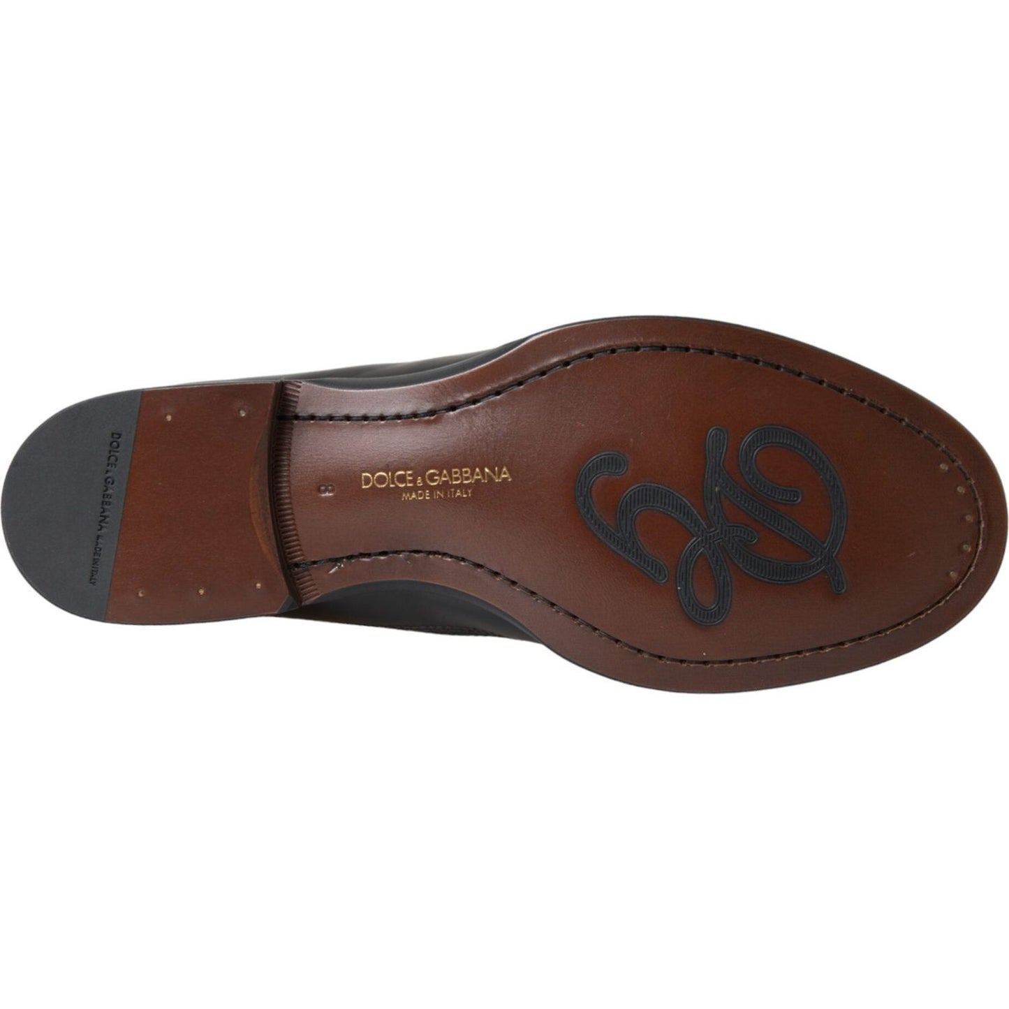 Dolce & Gabbana Black Brown Leather Loafer Men Dress Shoes Dolce & Gabbana Dark Slate Gray