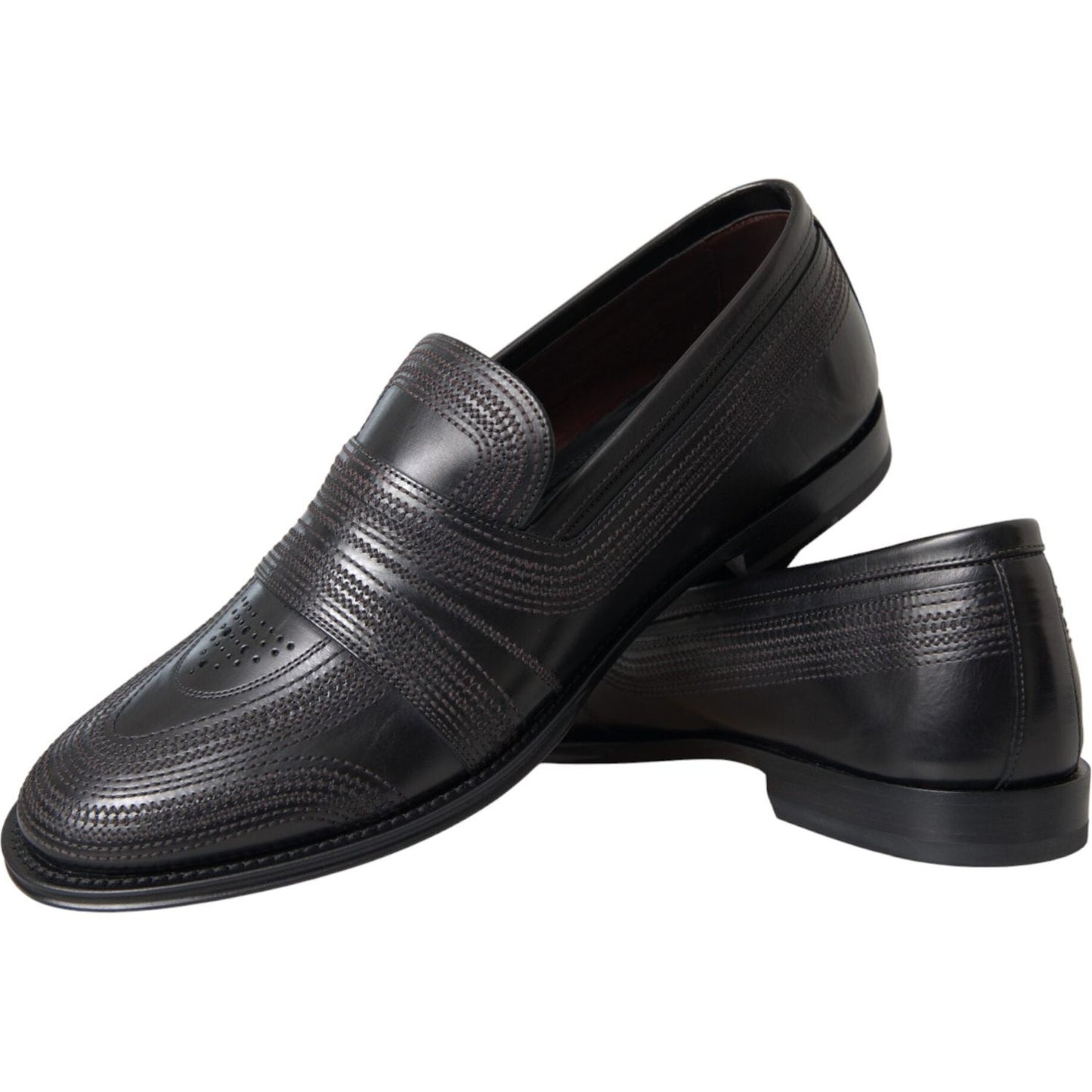Dolce & Gabbana Black Brown Leather Loafer Men Dress Shoes Dolce & Gabbana Dark Slate Gray