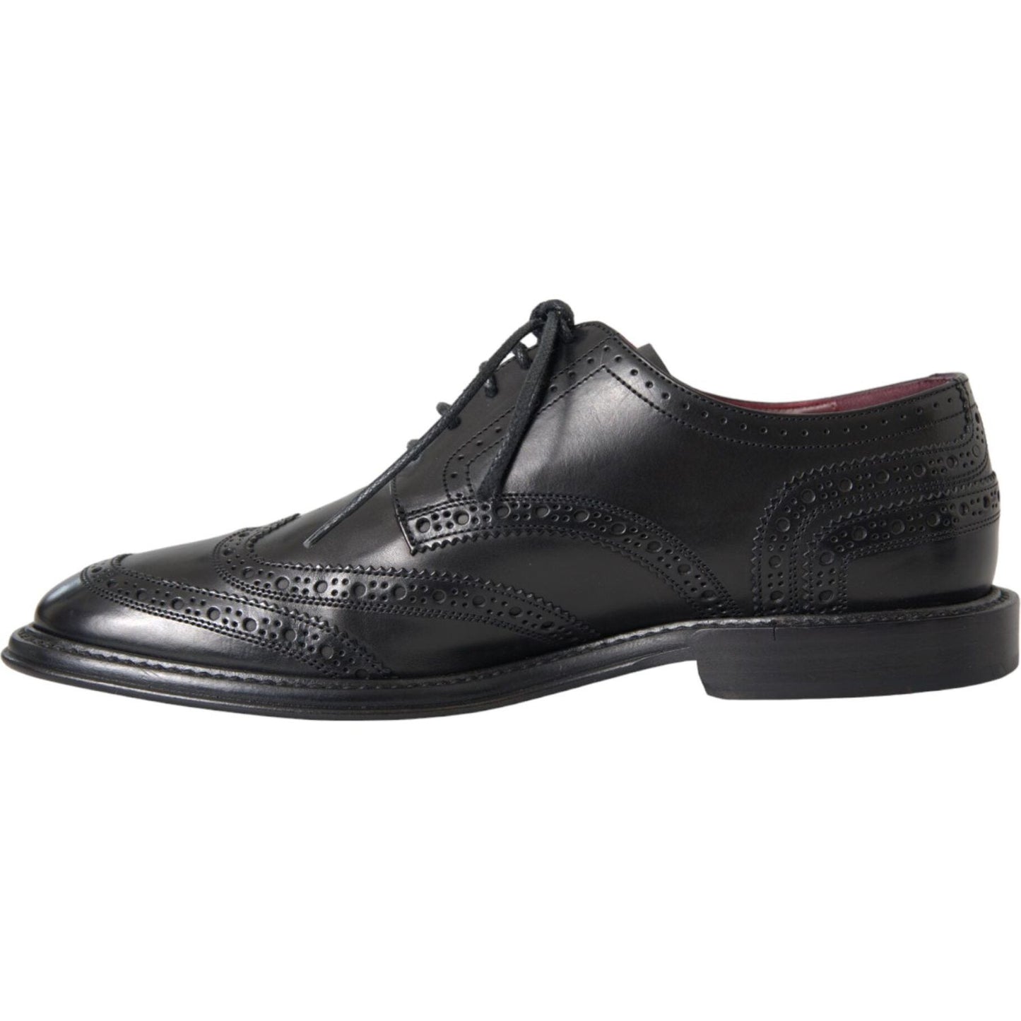 Dolce & Gabbana Black Leather Oxford Wingtip Formal Men Shoes Dolce & Gabbana Dark Slate Gray