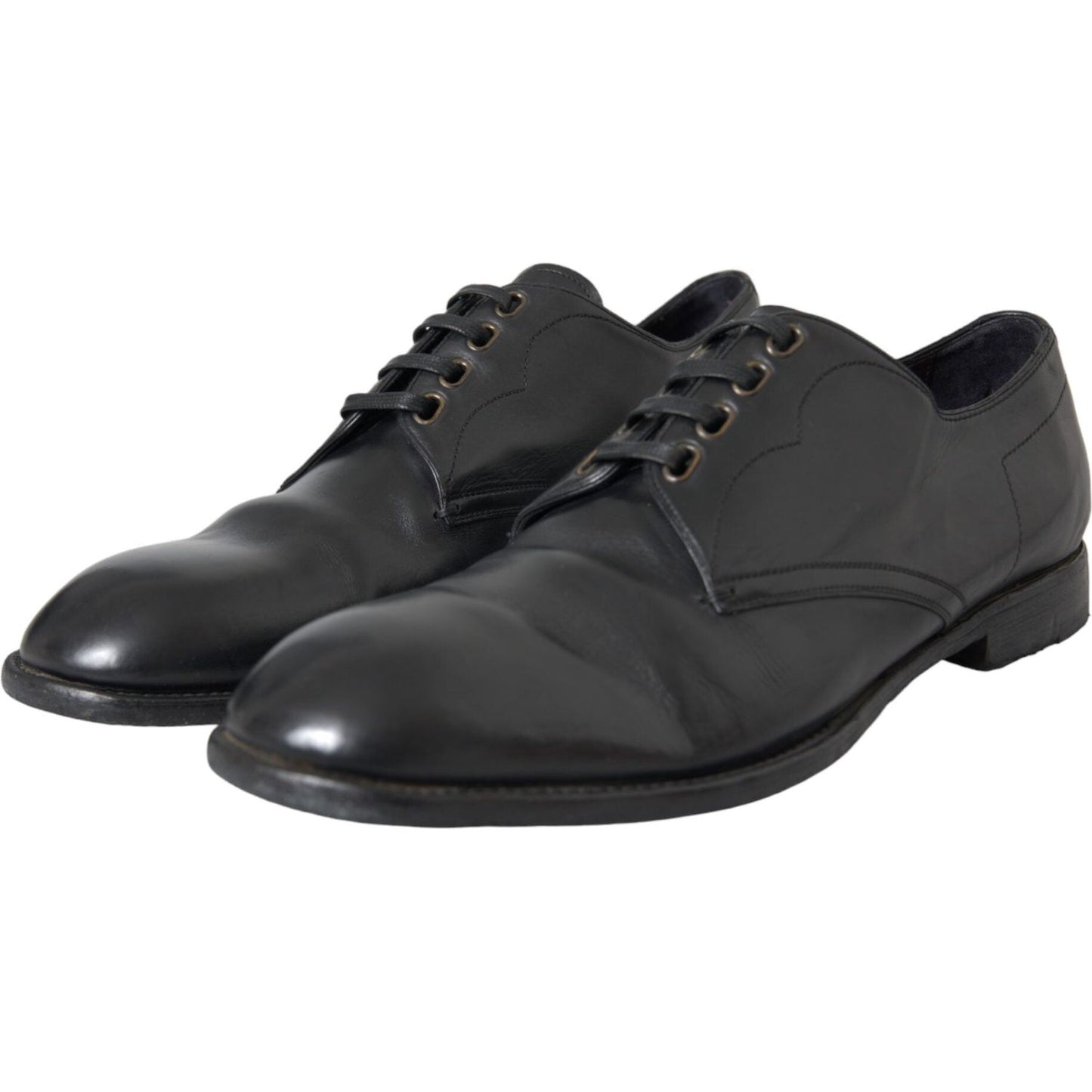 Dolce & Gabbana Black Leather Derby Formal Dress Men Shoes Dolce & Gabbana Dark Slate Gray