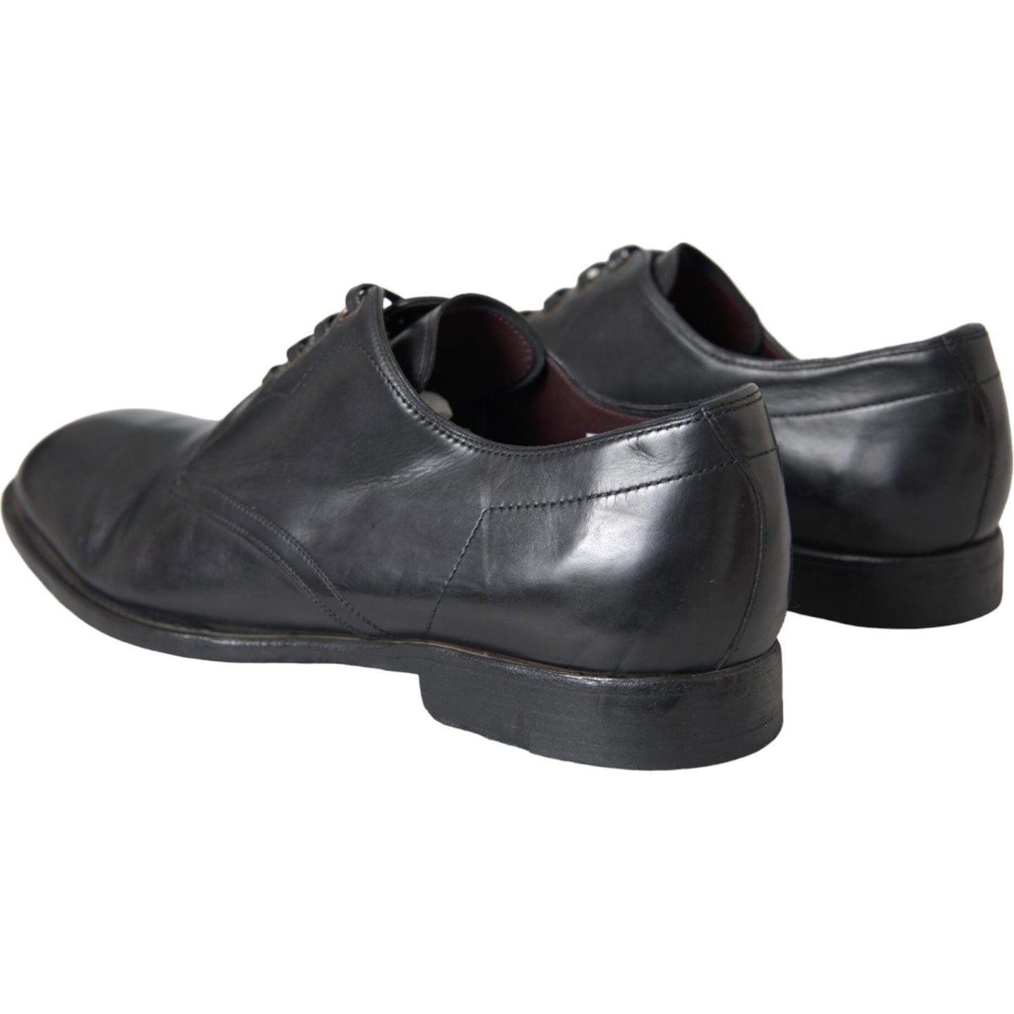 Dolce & Gabbana Black Leather Derby Formal Dress Men Shoes Dolce & Gabbana Dark Slate Gray