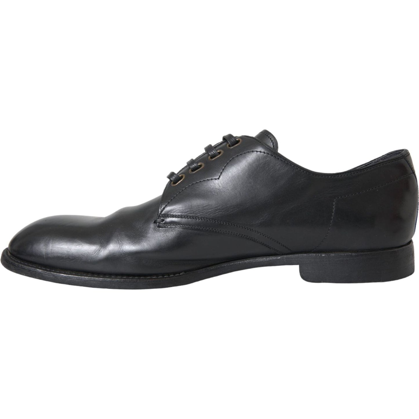 Dolce & Gabbana Black Leather Derby Formal Dress Men Shoes Dolce & Gabbana Dark Slate Gray