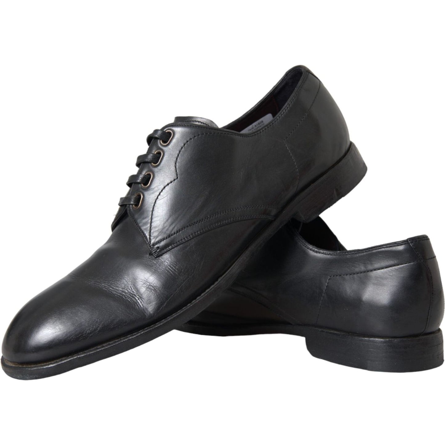 Dolce & Gabbana Black Leather Derby Formal Dress Men Shoes Dolce & Gabbana Dark Slate Gray