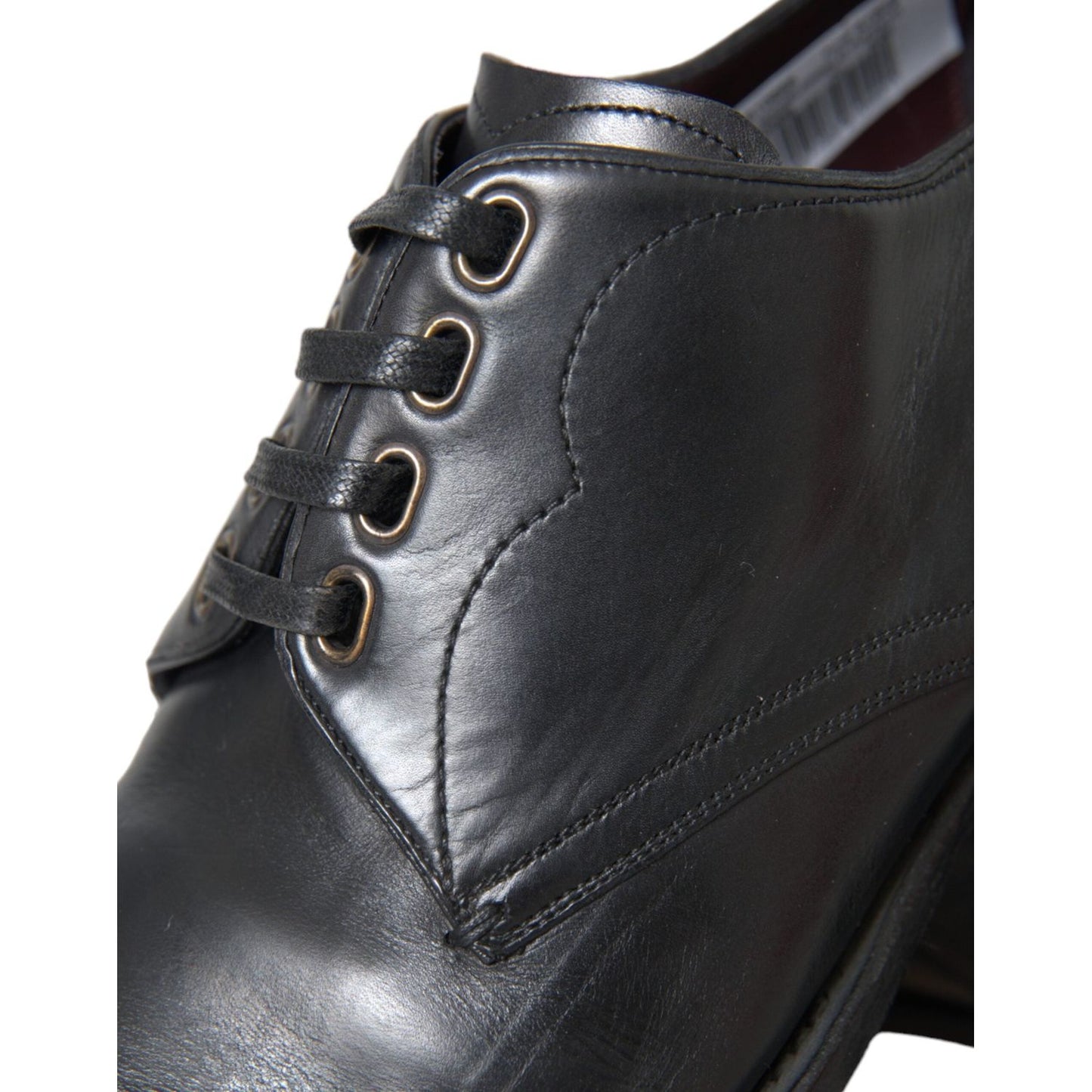 Dolce & Gabbana Black Leather Derby Formal Dress Men Shoes Dolce & Gabbana Dark Slate Gray