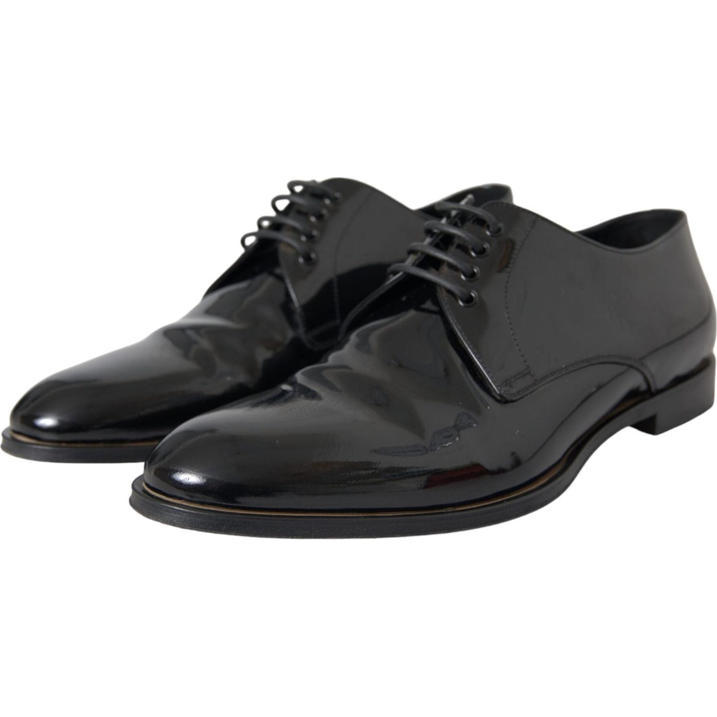 Dolce & Gabbana Black Patent Leather Derby Formal Dress Shoes Dolce & Gabbana Dark Slate Gray