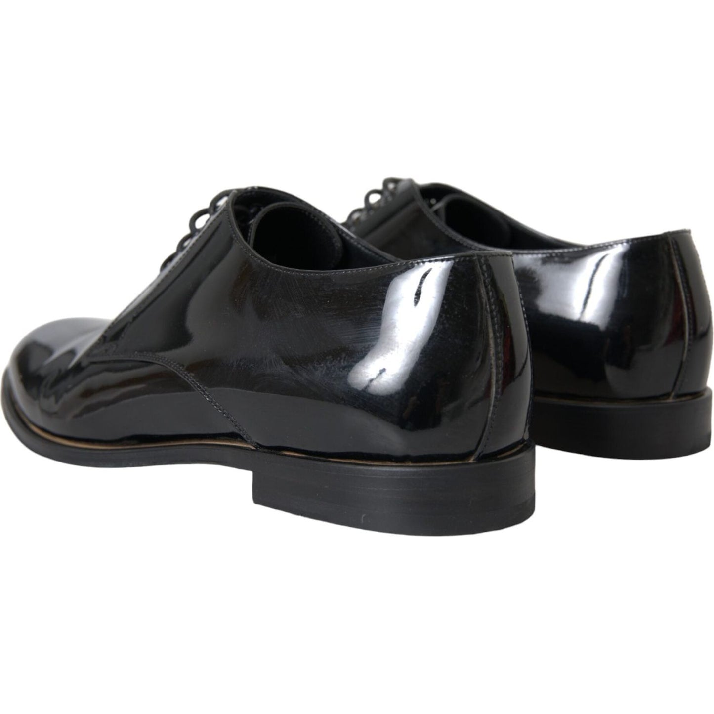 Dolce & Gabbana Black Patent Leather Derby Formal Dress Shoes Dolce & Gabbana Dark Slate Gray