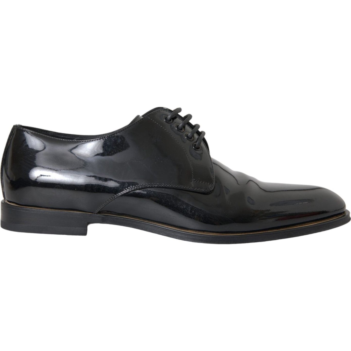 Dolce & Gabbana Black Patent Leather Derby Formal Dress Shoes Dolce & Gabbana Dark Slate Gray