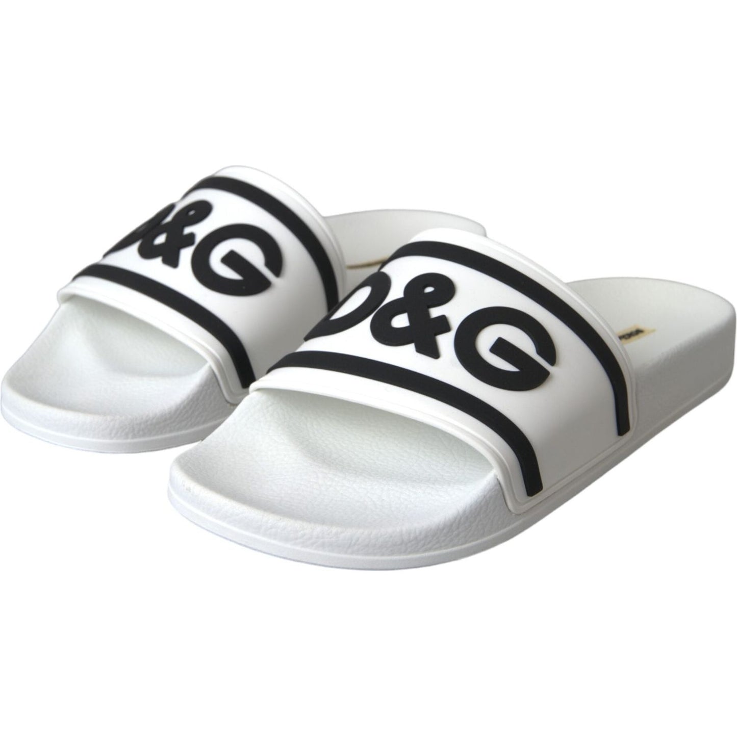 Dolce & Gabbana White Black Sandals Rubber Beachwear Shoes Dolce & Gabbana Light Gray