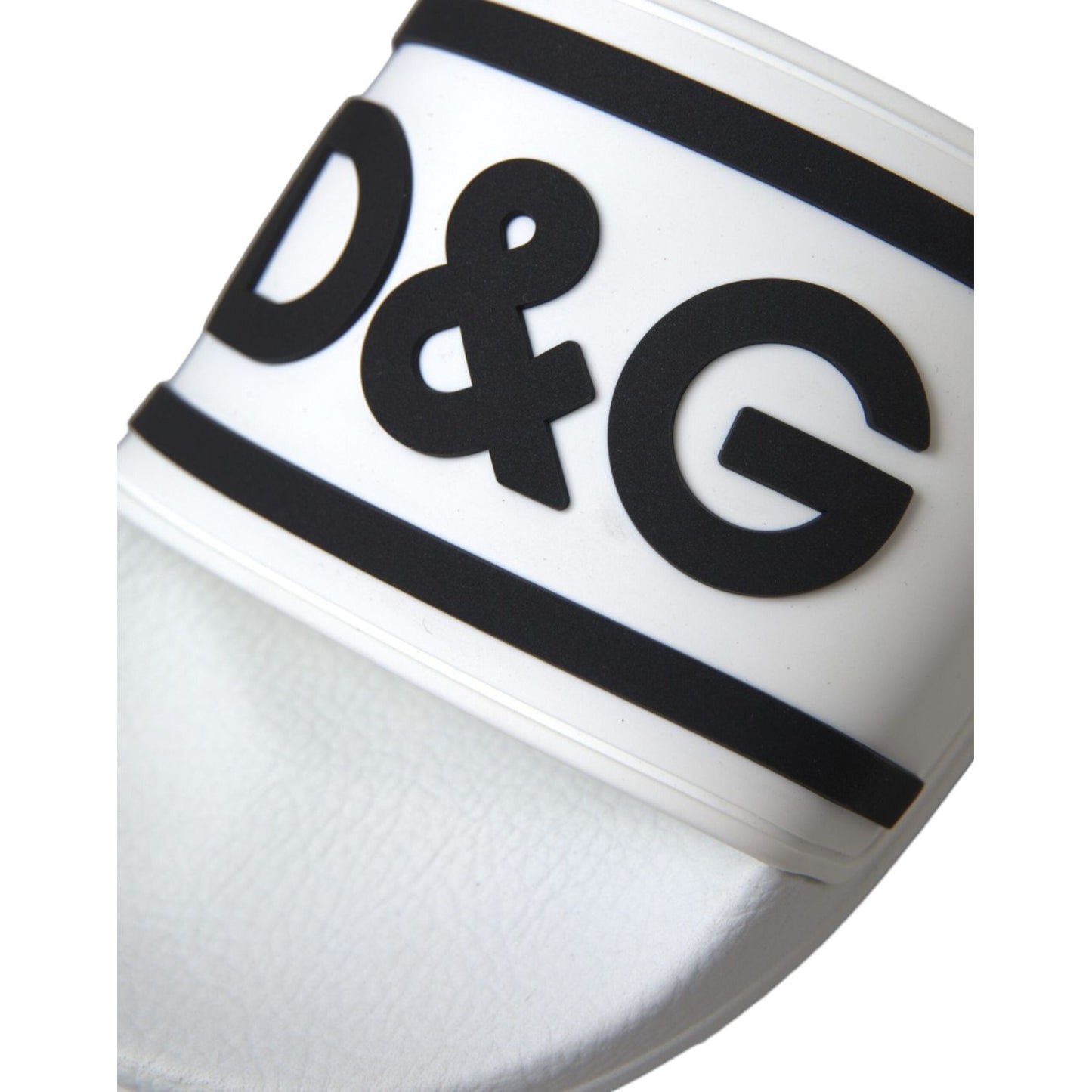 Dolce & Gabbana White Black Sandals Rubber Beachwear Shoes Dolce & Gabbana Dark Slate Gray