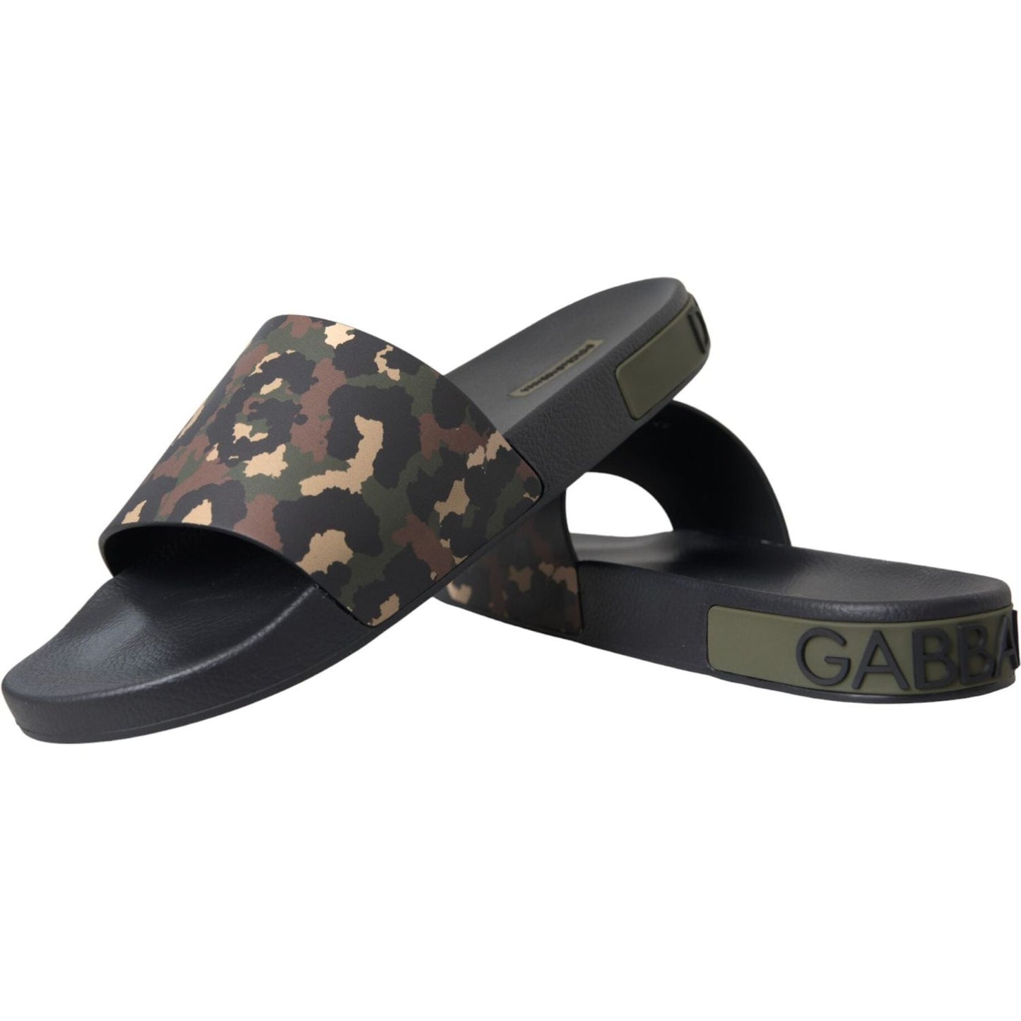 Dolce & Gabbana Multicolor Camouflage Leather Beachwear Men Shoes Dolce & Gabbana Dark Slate Gray