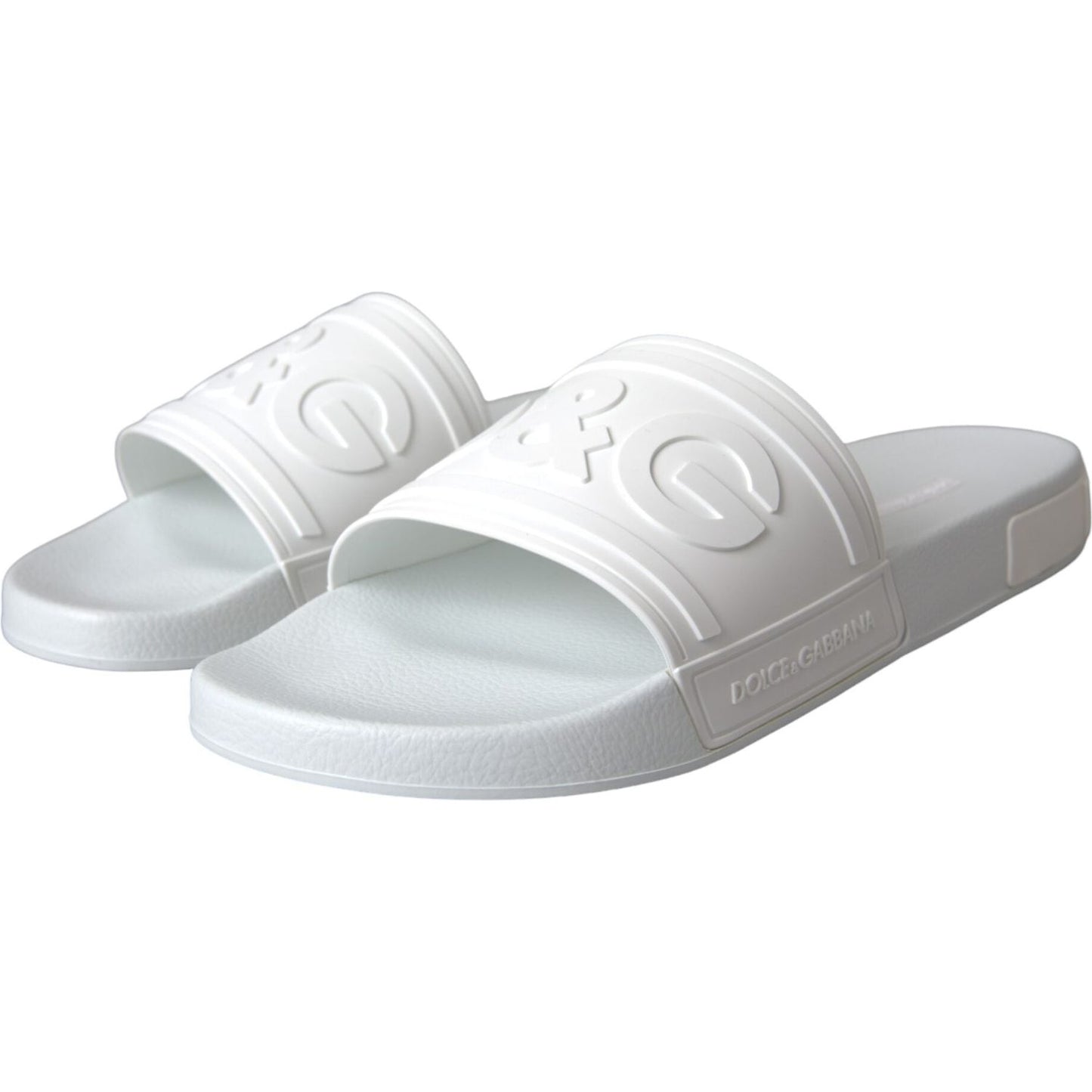Dolce & Gabbana White Rubber Slides Sandals Beachwear Shoes Dolce & Gabbana Light Gray