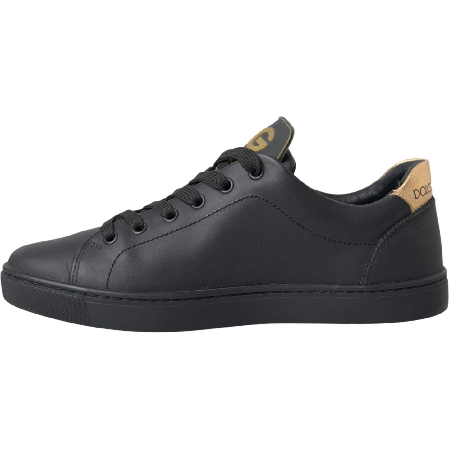 Dolce & Gabbana Black Leather Heart Embellished Sneakers Shoes Dolce & Gabbana Dark Slate Gray