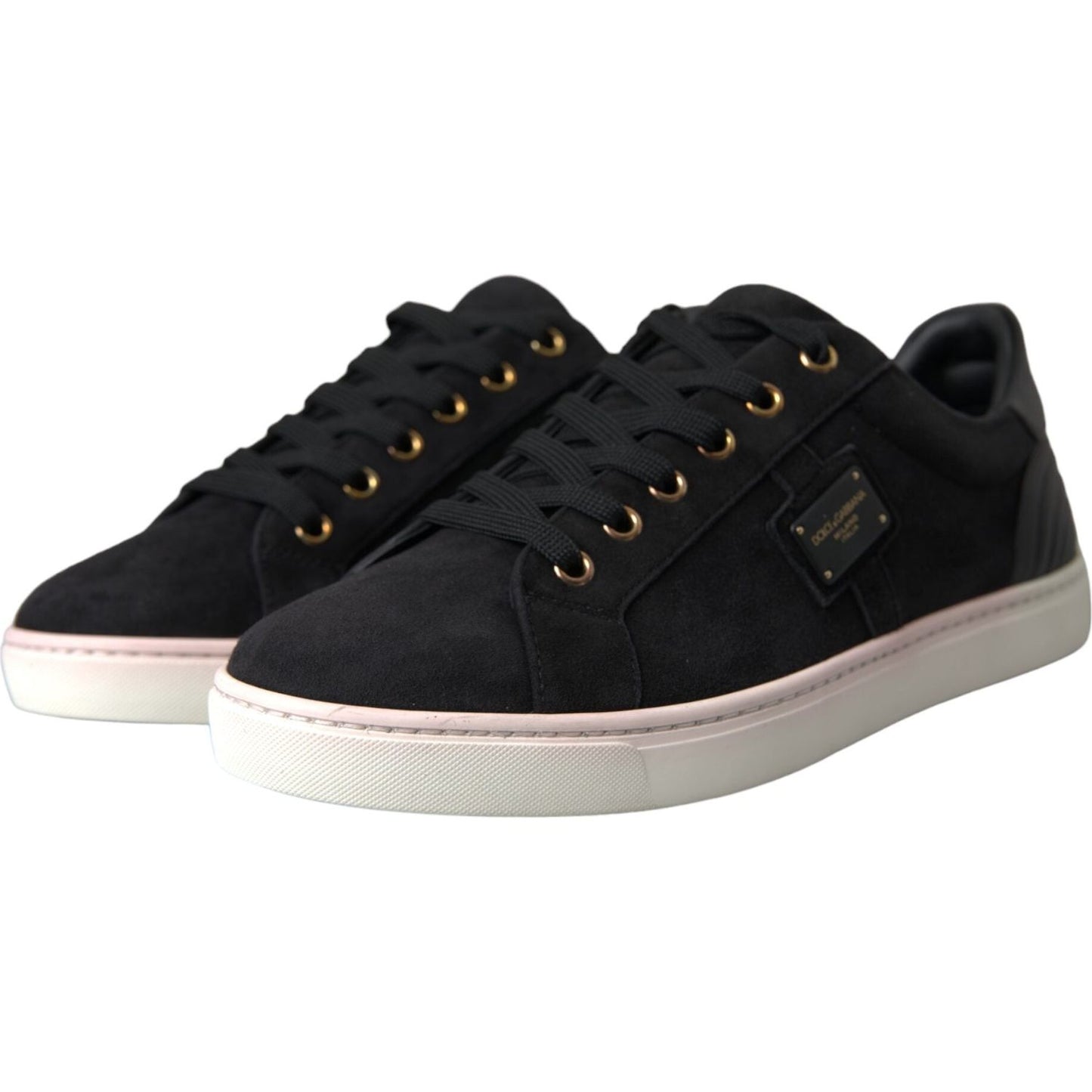 Dolce & Gabbana Black Suede Leather Men Low Top Sneakers Men Shoes Dolce & Gabbana Gray