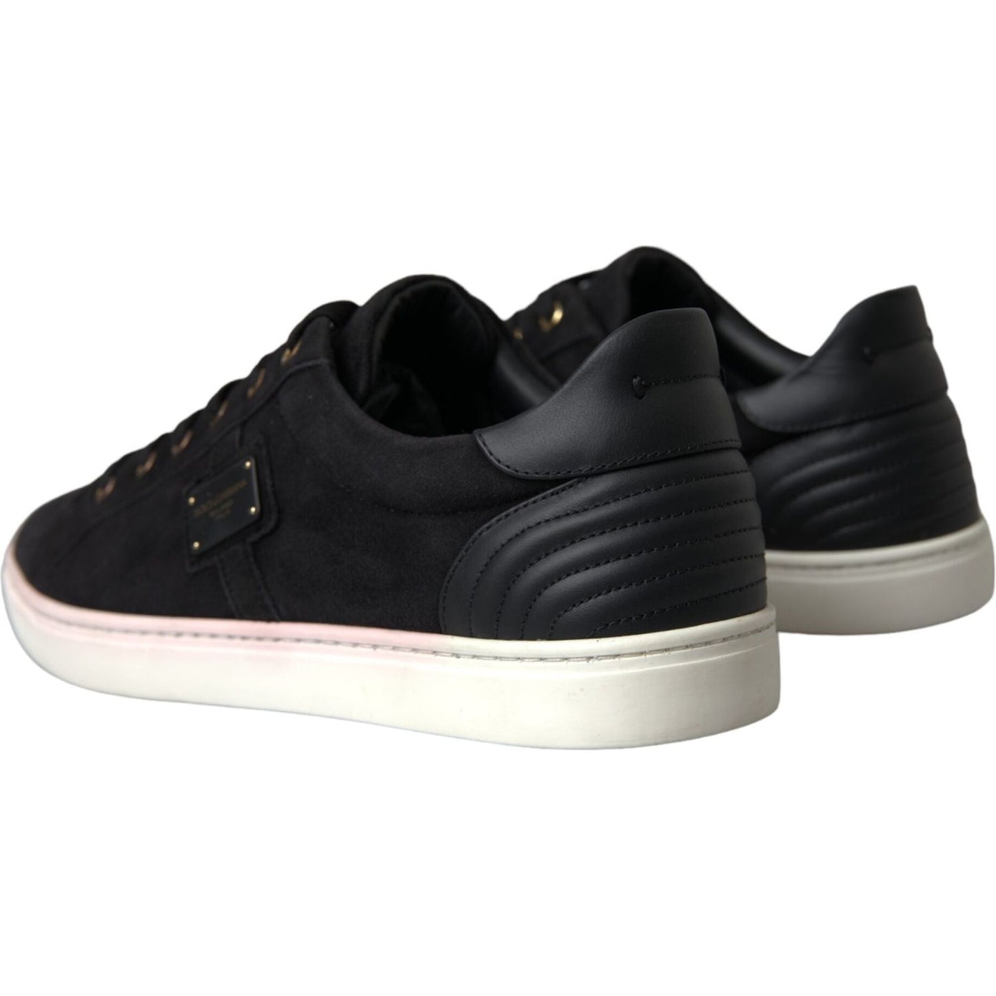 Dolce & Gabbana Black Suede Leather Men Low Top Sneakers Men Shoes Dolce & Gabbana Light Gray