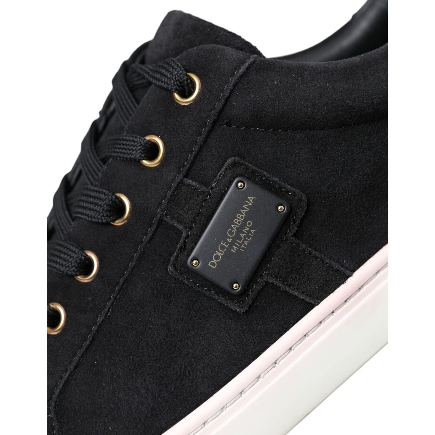 Dolce & Gabbana Black Suede Leather Men Low Top Sneakers Men Shoes Dolce & Gabbana Black