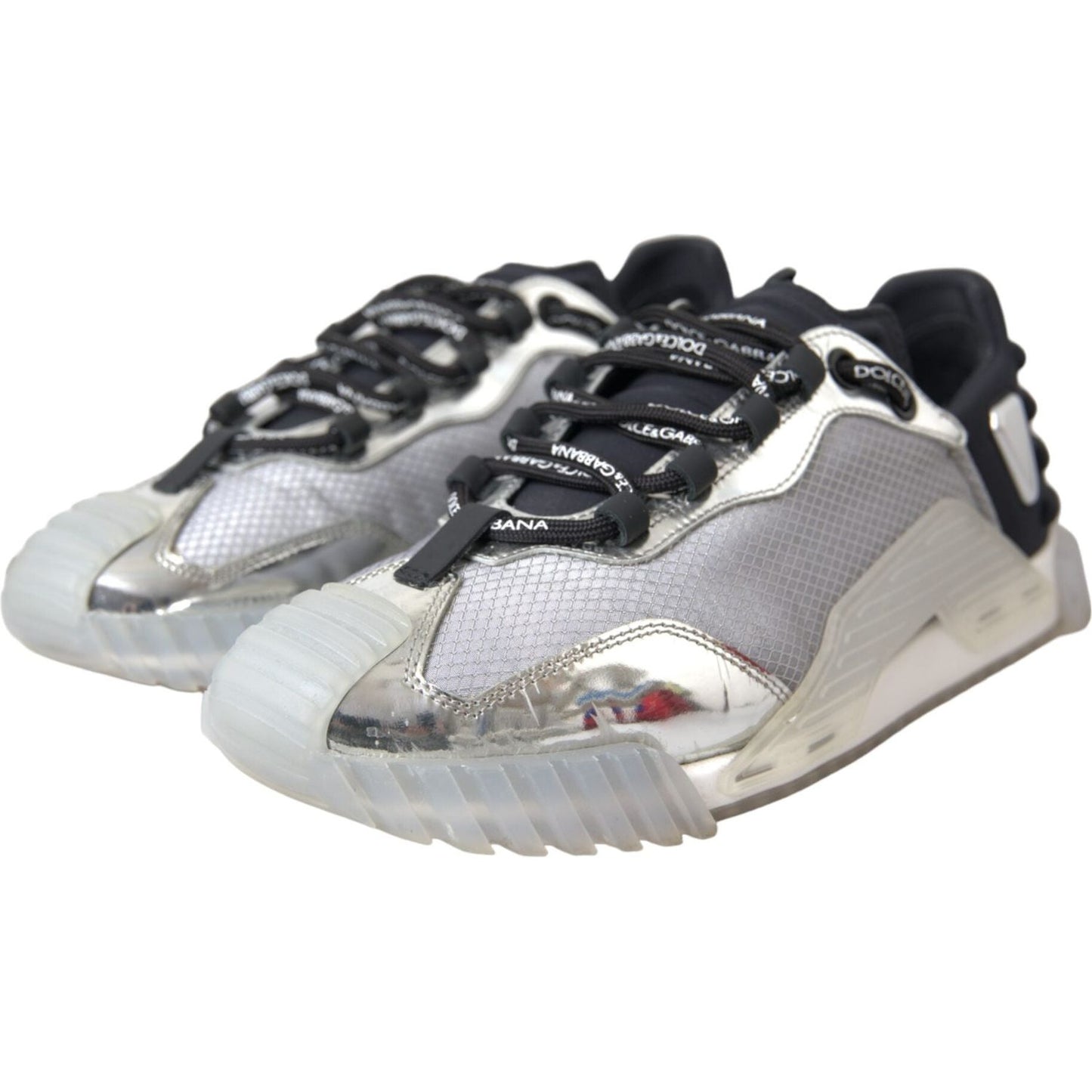 Dolce & Gabbana Silver Black Nylon NS1 Low Top Sneakers Men Shoes Dolce & Gabbana Gray