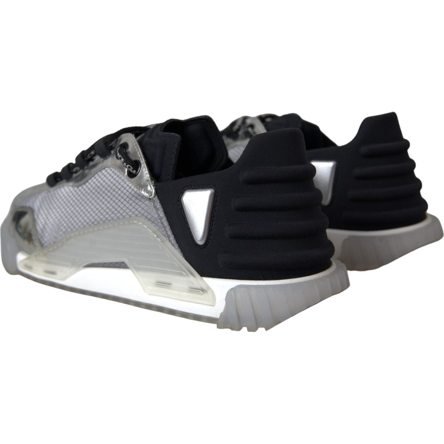 Dolce & Gabbana Silver Black Nylon NS1 Low Top Sneakers Men Shoes Dolce & Gabbana Gray
