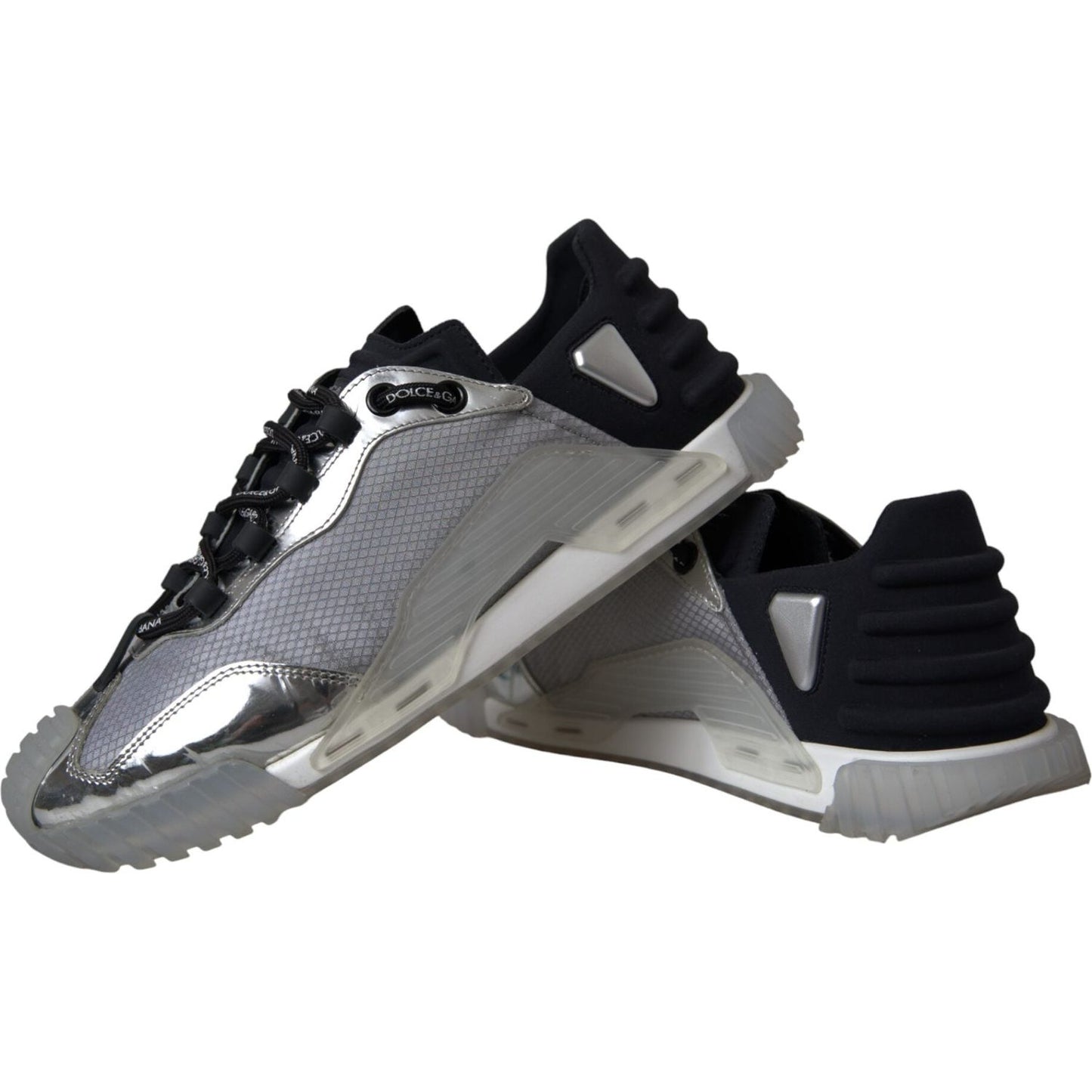 Dolce & Gabbana Silver Black Nylon NS1 Low Top Sneakers Men Shoes Dolce & Gabbana Dim Gray