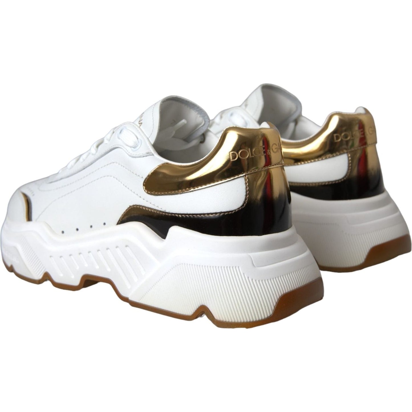 Dolce & Gabbana White Gold DAYMASTER Leather Sneakers Men Shoes Dolce & Gabbana Light Gray