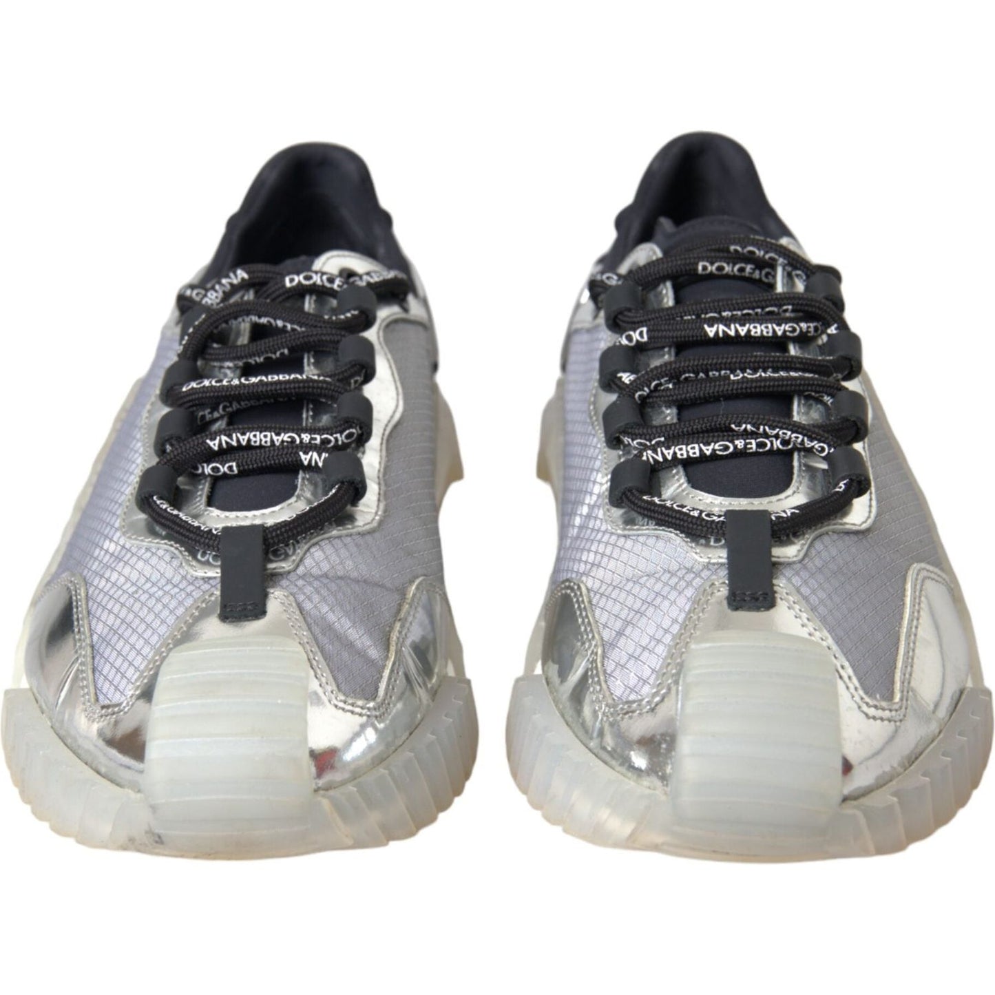 Dolce & Gabbana Silver Black Nylon NS1 Low Top Sneakers Men Shoes Dolce & Gabbana Gray