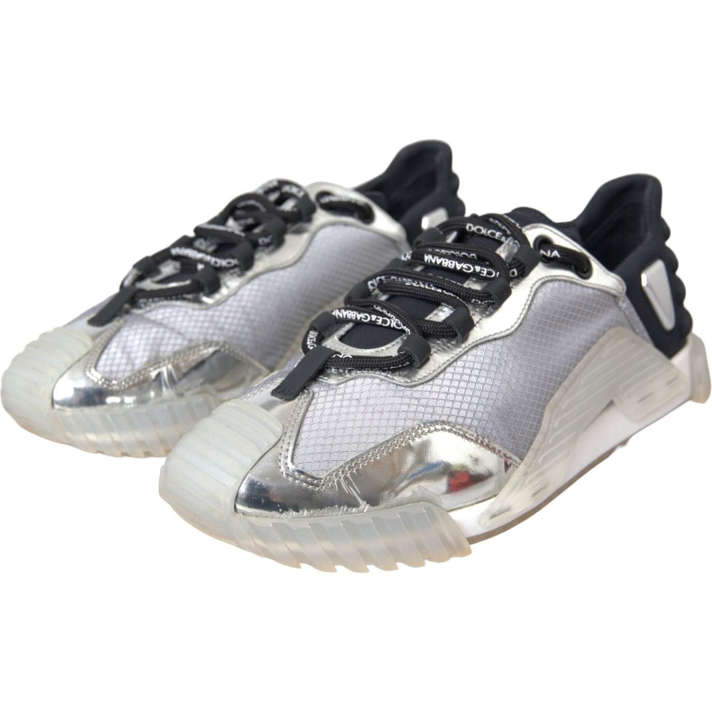 Dolce & Gabbana Silver Black Nylon NS1 Low Top Sneakers Men Shoes Dolce & Gabbana Gray