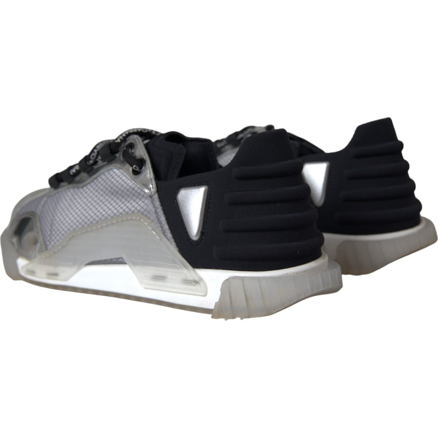 Dolce & Gabbana Silver Black Nylon NS1 Low Top Sneakers Men Shoes Dolce & Gabbana Black
