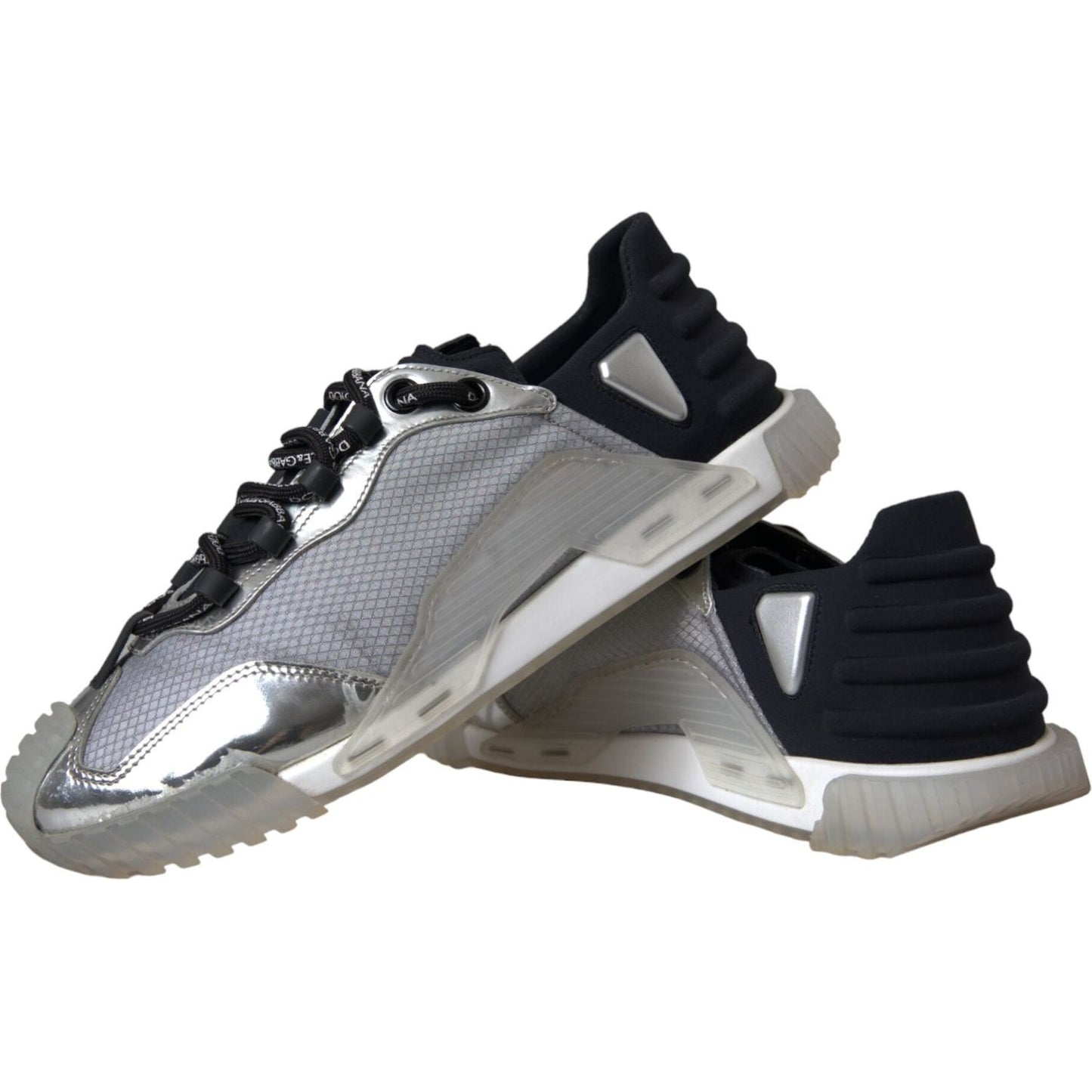 Dolce & Gabbana Silver Black Nylon NS1 Low Top Sneakers Men Shoes Dolce & Gabbana Slate Gray